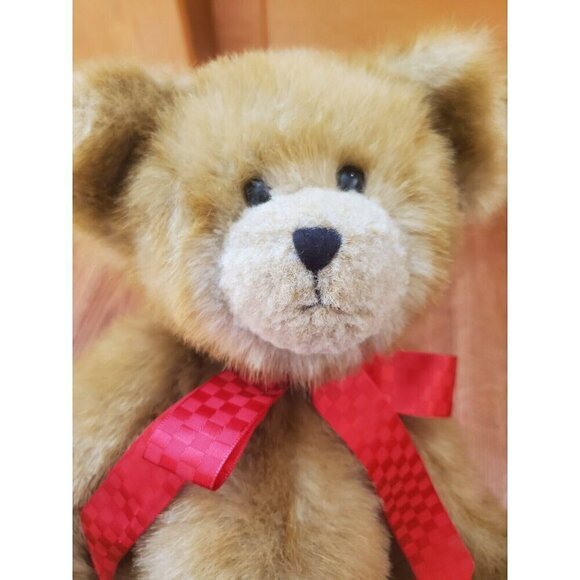 Boyds Bear Stuffed Animal Plush Bear Red Bow Teddy Bear Pellet Filled Sits EUC - Picture 2 of 13